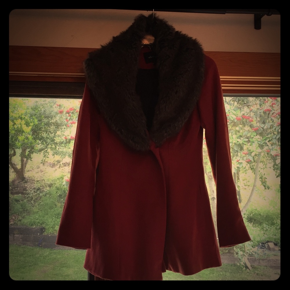 Fall Red Fitted Peacoat